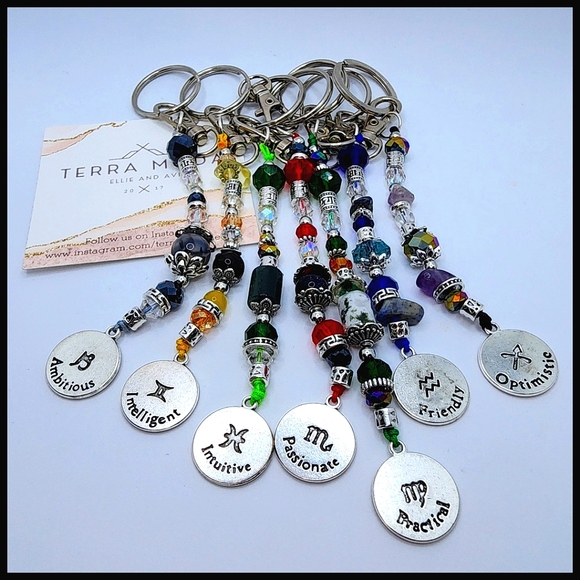 Zodiac Gemstone Keychain / Phone Jewelry,  made to order - Picture 1 of 5